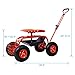 HEIGHYOXP Rolling Garden Scooter with Swivel Seat and Tool Tray - Heavy-Duty Steel Frame, 360° Adjustable Seat, Large Wheels for All Terrains (Red)