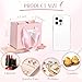 Kolldenn 50 Pcs No DIY Small Gift Bags with Bow Ribbon 4'' x 2.7'' x 4.5'' Mini Pink Paper Thank You Bags Bulk with Handle for Christmas Baby Shower Party Favor Wedding Birthday