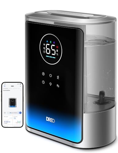 Dreo 8L Smart Humidifier Large Room 600ftΒ², HM717S, 80H Runtime Supersized Warm and Cool Mist Humidifiers for Bedroom Baby, 28dB Quiet Air Humidifier for Plants Indoor, Home, Whole House, Silver