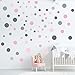 Wandtattoo Punkte fürs Kinderzimmer - 100 Wandsticker Set - Pastell Farben zum Kleben Wandaufkleber Sticker Wanddeko - Wandfolie Dots Kreise Stück, Pastell Pink Grau - MADE in Deutschland