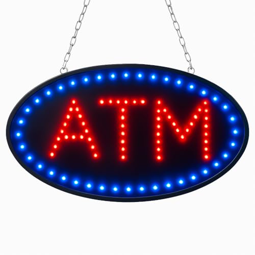 Ultra Bright High Energy Efficiency (More LEDs Less Power) ATM Business Sign (Standard Size 19x10)