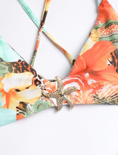 Image of ZAFUL Women's Tie Back Padded High Cut Bralette Bikini Set Two Piece Swimsuit