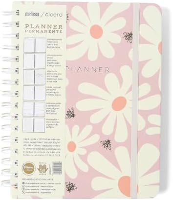 PLANNER PERMANENTE WIRE-O MELISSA SEMANAL NOTAS A5 PINK BLOOMY