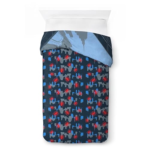 Jay Franco Marvel Spiderman Bettwäsche-Set – Superweiche Kinder-Bettwäsche mit Kissenbezug, NUR BETTBEZUG (Füllung Nicht enthalten), Dunkelblau, 2-teilig Einzelbett