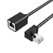CableCreation Cat6 Shielded Extension Cable Male/Female Left Angle, FTP Cat6 Ethernet Cord Patch Cable,Gold Plated Contact, 0.5m(1.64FT) Black