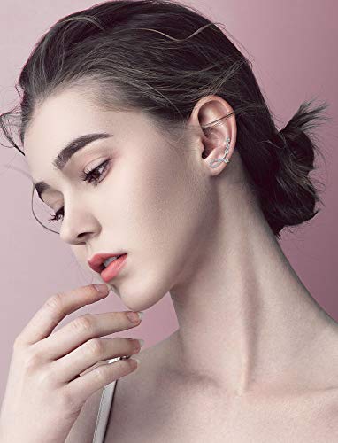Cubic Zirconia Ear Crawler Earrings - Sterling Silver Cz Ear Cuffs Hypoallergenic Ear Climber Earrings For Women Girls Mother's Day Gifts #TOP1