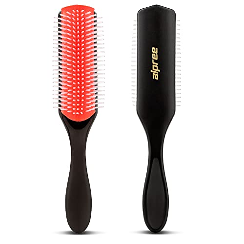 Alpree Classic Styling Hair Brush 9 Row - For Natural, Thick, Curly Hair | Classic Nylon Bristle Styling & Detangler, Great For Creating Ringlets, For Separating, Shaping & Defining Curls - Blow-Drying #TOP4