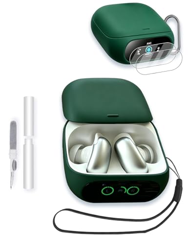 Case for Anker Soundcore Liberty 5 Pro Earbuds, Soft Silicone Protective Portable Scratch Shock Resistant with 2pack Screen Protector &Cleaner Kit & Carabiner & Lanyard,Green