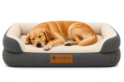Image of Cutepups Dark Grey Orthopedic Dog Bed Small Size (S) - Cozy Washable Pet Sofa Bed for Puppies & Small Dogs