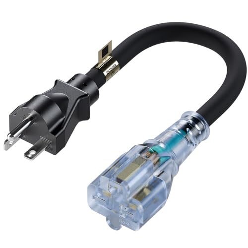 250V ONLY – NOT for 110V Outlets – NEMA 6-20P to 6-15R/6-20R 2-in-1 Extension Cord, Heavy Duty Conveter Cable, NOT Standard 5-15P Plug, Cord with Red Indicator Light for Air Conditioner