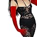DooWay Extra Long Red Velvet Gloves for Women Evening Opera Costume Stretchy 28 inches Shoulder Length Warm Fashion Gloves