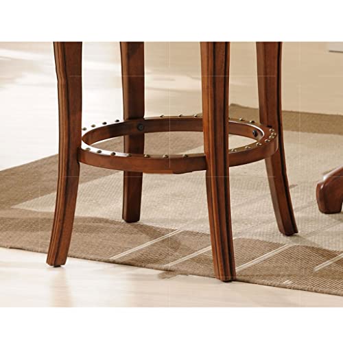 Tabouret de bar en cuir et bois massif rotatif de 61cm
