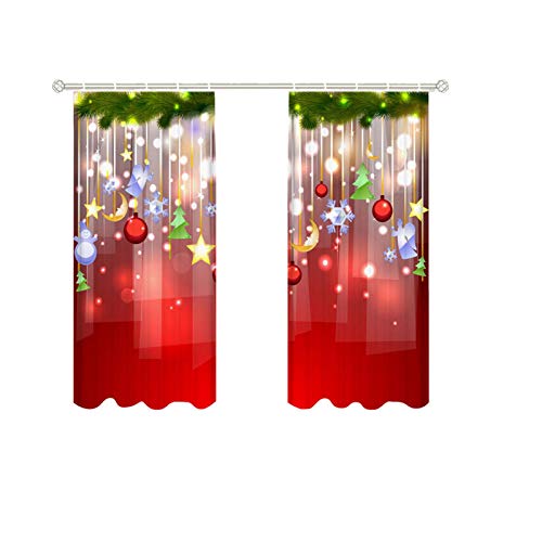Hearthxy Weihnachten Vorhang Tür Fenster Deko Scheibengardine Gardine...