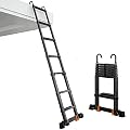 Telesladder 20FT Extendable Aluminum Multi-Purpose Ladder with Detachable Hook Adjustable Heights 8.5FT to 20FT Lightweight & Portable for Home Garden and DIY Projects