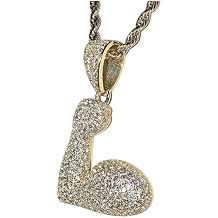 Pendant Necklace Men & Women 925 Italy Gold Finish Iced Stainless Steel with 2mm Rope Chain 16"-24"