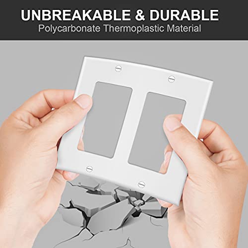 2-Gang Switch Outlet Wall Plate Cover Double Decora Electrical Faceplate For Light Switches, Smart Switch,Dimmers, Gfci, Receptacle, Usb Outlet, White (4-Pack) #TOP1