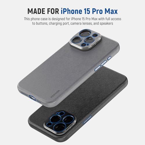 Image of Neewer Phone Case Compatible with iPhone 15 Pro Max, TPU + PC Protective Heavy Duty Case with 17mm Lens Backplate, 67mm Filter Adapter, Nonslip Faux Leather, Compatible with MagSafe, PA054 Black