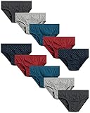 Van Heusen Men’s Underwear – Low Rise Briefs with Contour Pouch (10 Pack) (Heather Grey/Charcoal/Black Print/Rosewood Heather, Small)