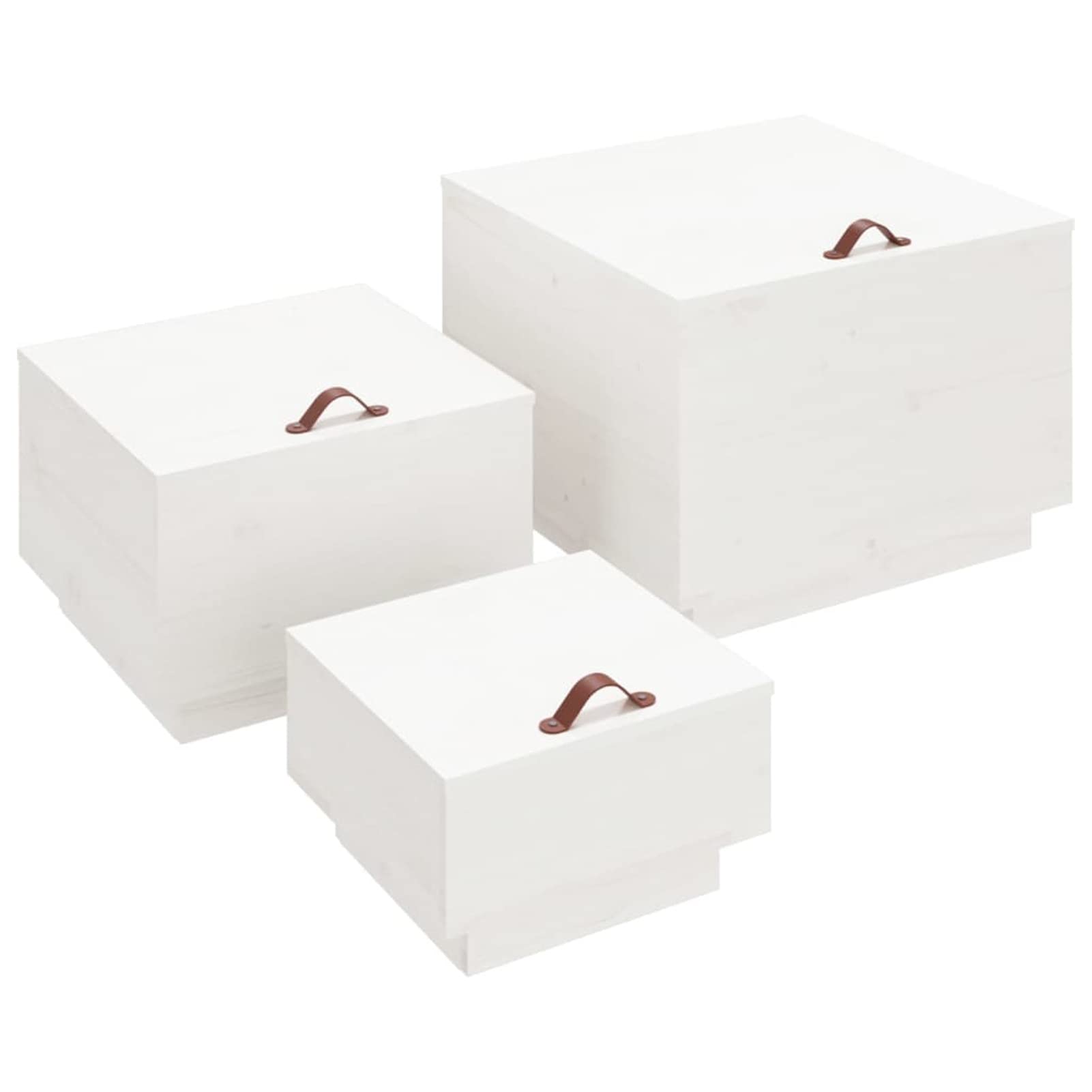 Cajas de almacenamiento con tapas, 3 piezas, pino macizo, cubo de almacenamiento/organizador, contenedor de oficina en casa