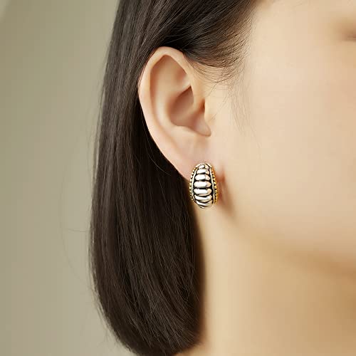 UNY Jewel Jewelry Make a Statement With Our Two Tone C Shape French Clip Earrings Featuring Detailing Perfect For Any Occasion4