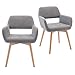 Lansen Furniture (Set of 2) Modern Living Dining Room Accent Arm Chairs Club Guest with Solid Wood Legs (Grey)