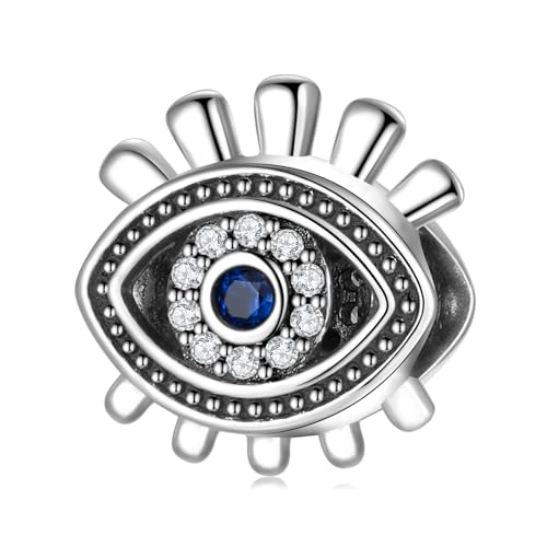 Charm de ojo malvado plata S925 amuleto con circonita azul compatible pulsera Pandora joya DIY