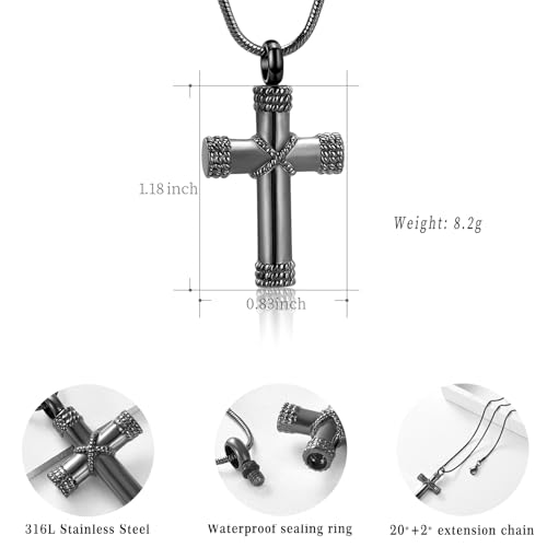 Minicremation Rope Winding Cross Cremation Ashes Urn Pendant Necklace Memorial Keepsake Jewelry Lord’s Prayer Cross Ashes Necklaces2