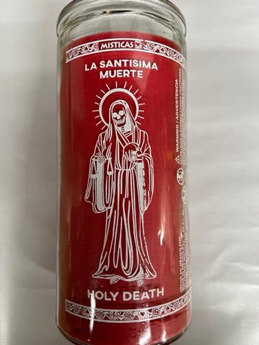 Holy Death/Santa Muerte 14 Day Unscented Red Candle in Glass (La Santisima Muerte)