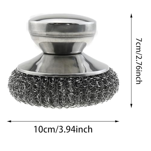 Image of 2PCS Stainless Steel Scrubber with Replacement Pad Steel Velvet Cushion Kitchen Home Pot Brush for Cleaning Pan and Grills