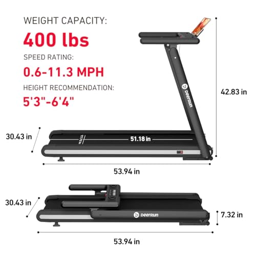 Image of DeerRun X20 Treadmills for Home, Foldable Treadmill with 15% Auto Incline, 400 lb Capacity Heavy Duty Running Machine, 3.5 HP, 0.6-11.3 MPH, Smart App Control, Shock Absorption