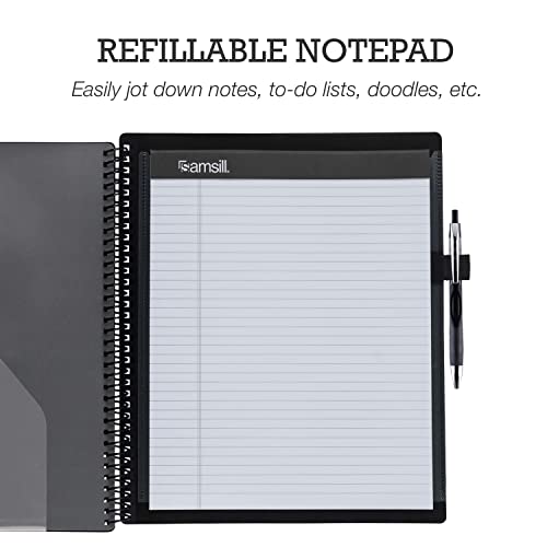 Image of Samsill Spiral Folder Organizer - 12 Dividers & 24 Pockets with Notepad Holder, Multi Pocket Color Cordinated Folder Binder with Customizable Tabs, Document Organizer (Grey)