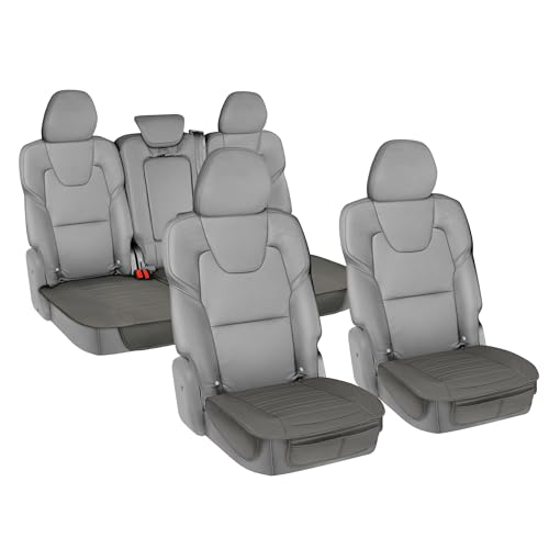 Image of Motor Trend Car Seat Covers for Front & Rear Full Set - Nappa Leather Seat Protectors for Cars, Trucks & SUVs - Gray Automotive Seat Covers with Storage Pockets - Durable Bottom Cushion Protection