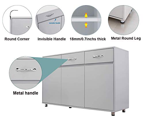 Rasoo Buffet Cabinet Kitchen Cabinet Storage Sideboard Cabinet Cupboard Sideboard Buffet Kitchen Room (Grey-3 Doors And 3 Drawers) #TOP5