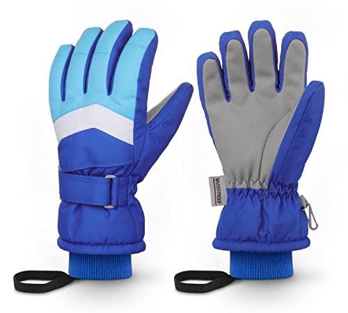 Homord Handschuhe Kinder, Wasserdicht Skihandschuhe Kinder Winterhandschuhe für Jungen und Mädchen, Warme Atmungsaktiv Schneehandschuhe Winter Thinsulate Fingerhandschuhe für 4-13 Jahre