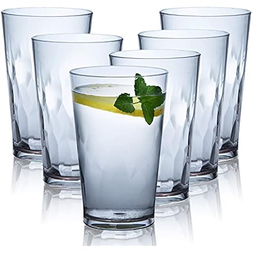 JGIRL Unbreakable Plastic Drinking Glasses,Set of 6,16 Ounces (white)