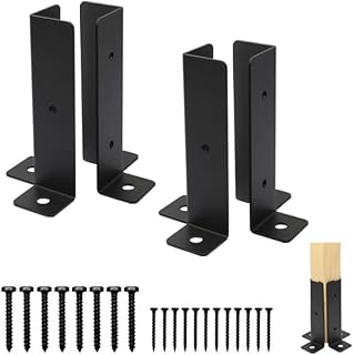 Deck Post Anchor Base Brackets Fit 1.5x1.5,2x2,2x4,4x4 Post,Thick Solid Steel & Black Powder Coated,Deck Post Brackets Support Deck Base Plate Pergola Brackets Fence Kit Mailbox Mount (4 pcs)
