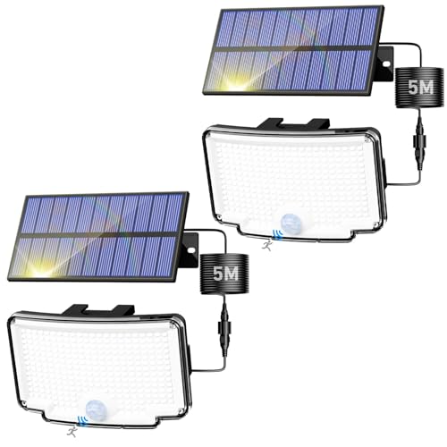 Peasur Solar Lights Outdoor Waterproof, [318 LED/3 Modes] Solar Motion Security Light, Flood Lights...
