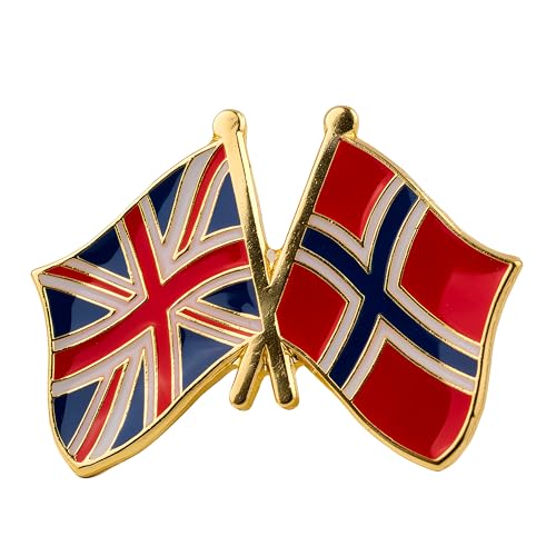 United Kingdom & Norway Friendship National Flag Enamel Metal Pin Badge – 2.4 x 1.9 cm – Diplomat Lapel Brooch for Jackets, Backpacks, Hats, and Cultural Accessories
