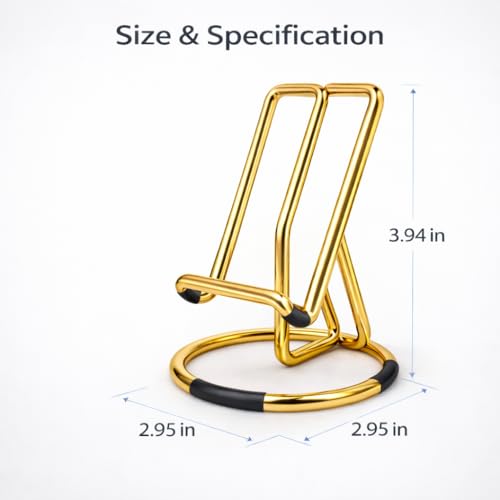 Image of Mizi Cell Phone Stand for Desk - Metal Mobile Phone Holder Compatible with iPhone, iPad, Switch & All Smartphones - Cute, Classy Stylish Display Stand - Gold