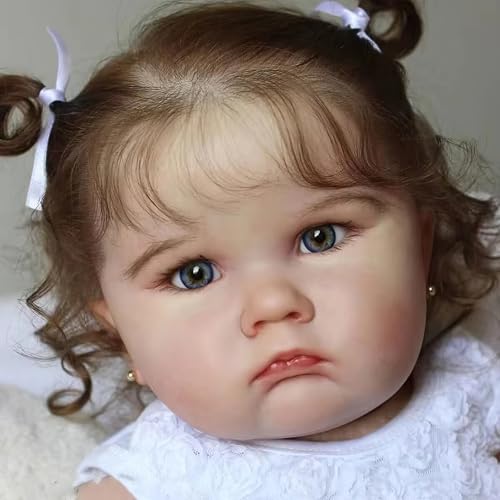 Muñeca Reborn 24 Pulgadas Realista Cuerpo de Tela Ojos Azules miniatura 3