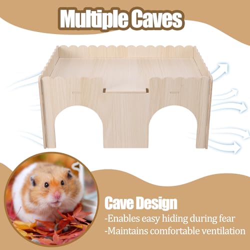 Wooden Guinea Pig House 38x24x18cm Guinea Pig Toys Hideout Hut With Cave Stairs Wooden Small Animal House For Rat Hamster Hedgehog - Image 6