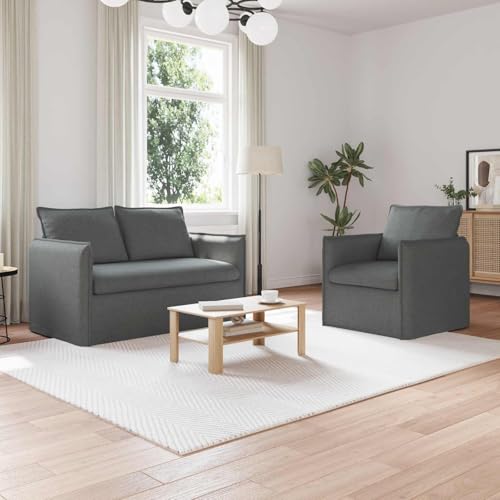 Teenpull Juego de 2 sofás de tela gris oscuro, 136 x 82 x 85 cm, sofá esquinero, sofá cama, muebles tapizados, dos plazas para salón, habitación de invitados, moderno y fácil de limpiar