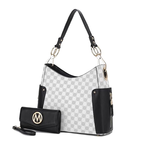 Image of J'OMOR BY MIA Tote bag for Women with Wristlet Wallet, Circular Print Vegan Leather Top-Handle Shoulder Handbag Purse