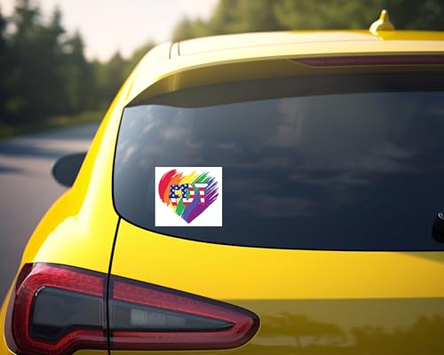 Image of Anti Donald Stickers. FDT Gay Pride Stickers For Bumper, Car Window, or Laptop. 4.5 inchx4 inch. Set of 3. Foxtrot Delta Tango Decals. Rainbow Heart Patriotic Decals. Pro LGBTQ+. Made in the USA.