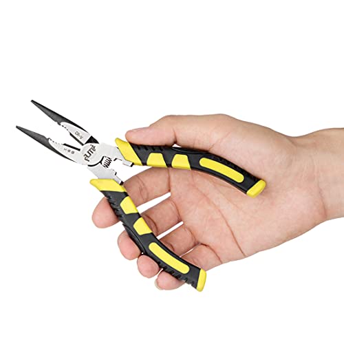 6 Inch Needle Nose Pliers With Wire Cutter Linesman Pliers For Crimping,Cutting,Crimping, Shearing|Chrome Vanadium Steel Forged| Rust-Proof Coated|Comfort Grips #TOP6