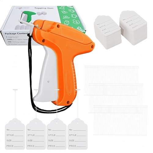 SMOOCREEK Tagging Gun for Clothing,Tag Attacher Gun for Clothing Kit with 6 Needles & 1000pcs Barbs Fasteners & 200 Clothing Labels,Tag Gun for Clothes,Garment Tagging Gun for Garage Yard Sale