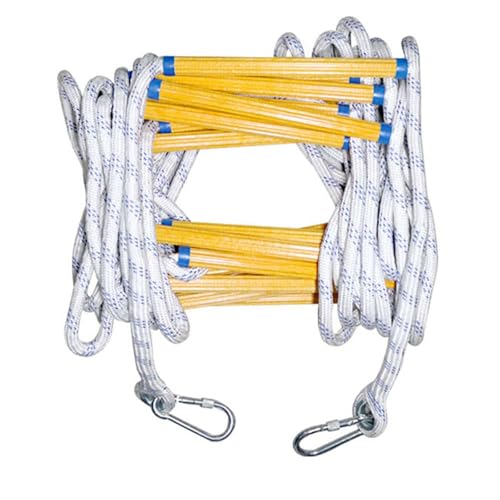 Fire Escape Rope Ladder 3M/9.8FT Fire Escape Safety Rope Emergency Safety Climbing Rescue Rope Ladder Multi-purpose Soft Nylon Evacuation Ladder with 2 Hooks