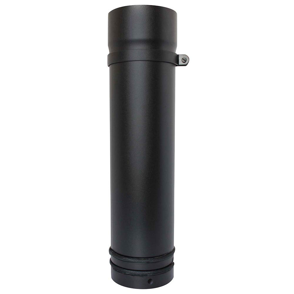 Vit Smooth Matt Black 125mm Vitreous Enamel Adjustable Flue Pipe 500mm 1 Part 12 Year Warranty