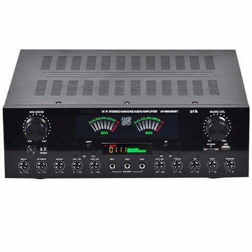 MAWTUJZX Amplificador De Audio Estéreo, Amplificador AV HiFi De Alta Potencia De 7 Canales 1200w 5.2 HiFi AV, con Tarjetas SD USB FM USB De Control Remoto, para Altavoces Caseros Y Karaoke