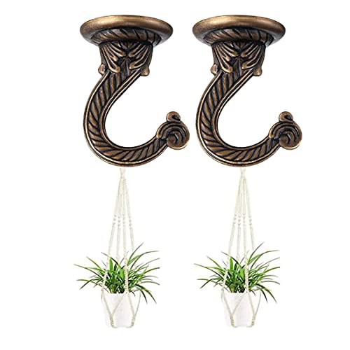 GDQLCNXB 2 Sets 55mm/2.17" Ceiling Metal Ceiling Hooks, Heavy Duty Swag Hooks with Hardware for Hanging Plants/Chandeliers/Wind Chimes/Ornament (Bronze Color) - Image 4